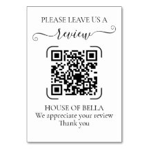 Elegant Black Script QR Code Business Review
