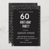 Elegant Black Script Silver Birthday Invitation (Devant / Derrière)