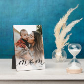 Elegant Black Script Simple Best Mom Ever Photo Fotoplaat (Zijkant)