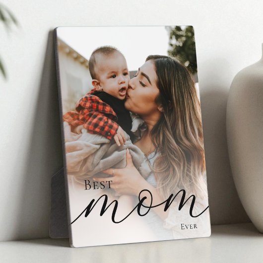 Elegant Black Script Simple Best Mom Ever Photo Fotoplaat