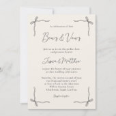 Elegant Black Script Simple Coquette Bow Wedding I Kaart (Voorkant)