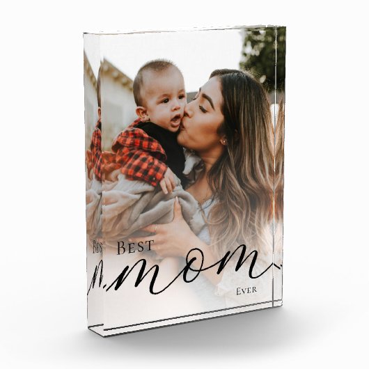 Elegant Black Script Simple Custom Best Mom Ever Fotoblokken (Links)