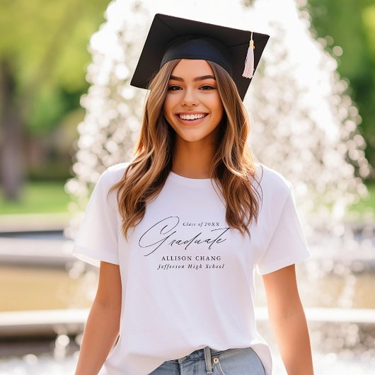 Elegant Black Script Specialized Afstuderen T-shirt