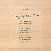 Elegant Black Script Table Number (Zitdiagram) Acryl Uitnodigingen (Voorkant)