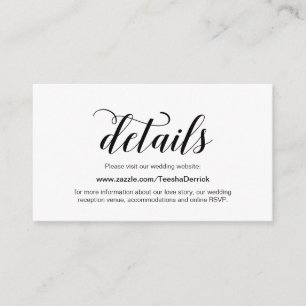 Elegant Black Script, Weddenschap Website - Gegeve Informatiekaartje