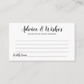 Elegant Black Script Wedding Advice & Wishes Kaart (Voorkant)