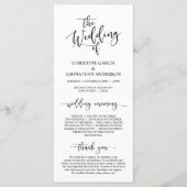 Elegant Black Script, Wedding Ceremonie Programma (Voorkant)