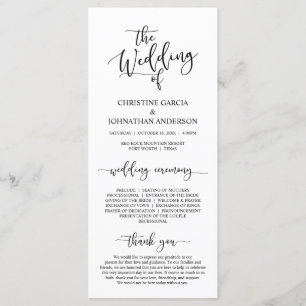 Elegant Black Script, Wedding Ceremonie Programma