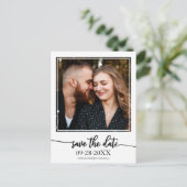 Elegant Black Script Wedding Save the Date Photo Briefkaart (Staand voorkant)