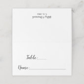 Elegant Black Script Wedding Table Number (Zitplaa (Buitenkant ongevouwen)