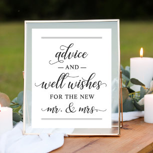 Elegant Black Script Wedding Well Wishes Poster