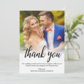Elegant Black Script Weduwfoto Hartelijk dank Kaart (Staand voorkant)