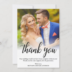 Elegant Black Script Weduwfoto Hartelijk dank Kaart