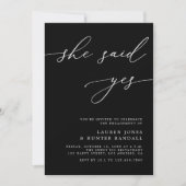 Elegant Black Script Ze zei ja tegen Engagement Pa Kaart (Voorkant)