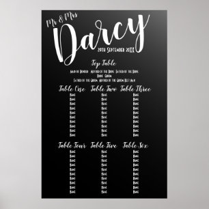 Elegant Black Seating Chart Poster