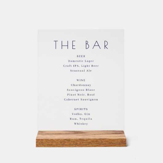 Elegant Black Serif Bar Menu Sign (Recto)