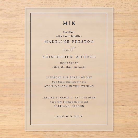 Elegant Black Serif Wedding Invitation (Recto)