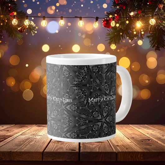 Elegant Black Shiny Merry kerstfeest Extra Grote Beker