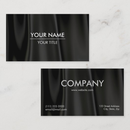 Elegant Black Silk Visitekaartje (Voorkant / Achterkant)