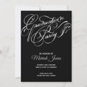 Elegant Black - Silver Calligraphy Graduation Part Kaart (Voorkant)