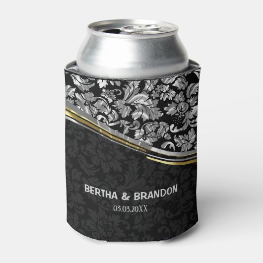 Elegant Black & Silver Damascus Gold-accessoires Blikjeskoeler (Blikje Voorkant)