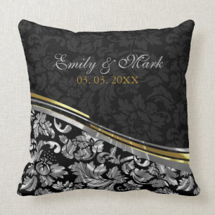 Elegant Black & Silver Damascus Gold-accessoires Kussen