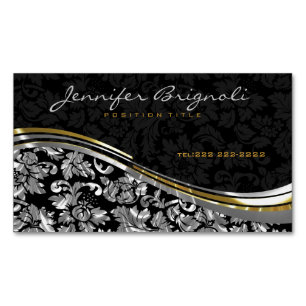 Elegant Black & Silver Damascus Gold-accessoires Magnetisch Visitekaartje