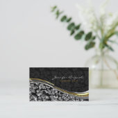 Elegant Black & Silver Damascus Gold-accessoires Visitekaartje (Staand voorkant)