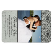 Elegant Black Silver Damask bruiloft bedankt Magneet (Horizontaal)