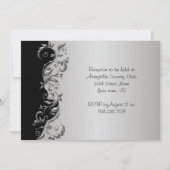 Elegant Black & Silver Floral Wedding Design Kaart (Achterkant)