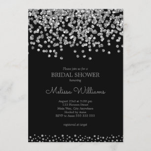 Elegant Black Silver Foil Confetti Vrijgezellenfee Kaart
