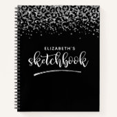 Elegant Black Silver Glitter Artist Sketchbook Notitieboek (Voorkant)