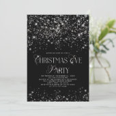 Elegant Black Silver Glitter-kerstfeest Kaart (Staand voorkant)