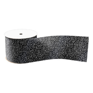 Elegant Black Silver Glitter Leopard Animal Print Grosgrain Lint