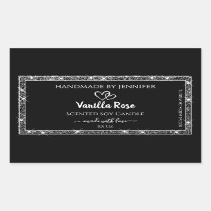 Elegant Black Silver Glitter Stars Product Labels