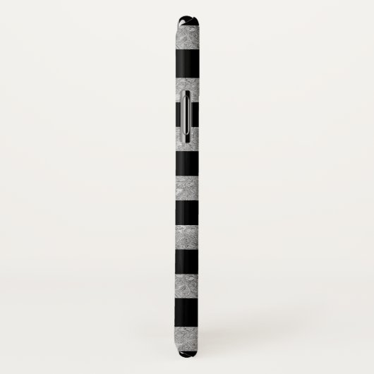 Elegant Black Silver Glitter Striped Monogram Case-Mate iPhone Case (Achterkant / rechts)
