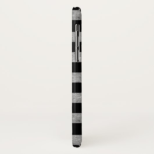 Elegant Black Silver Glitter Striped Monogram Case-Mate iPhone Case (Achterkant/links)