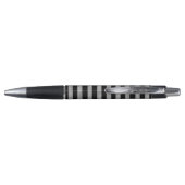 Elegant Black Silver Glitter Striped Pen (Achterkant)
