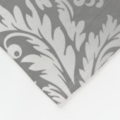 Elegant Black & Silver Grey Floral Damaskers Fleece Deken (Hoek)