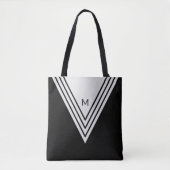 Elegant Black & Silver Grey Geometric Shapes Draagtas (Voorkant)