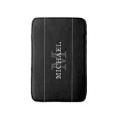 Elegant Black Silver Monogram Name Persoonlijk Badmat (Voorkant Verticaal)