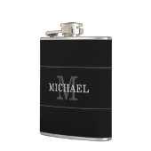 Elegant Black Silver Monogram Name Persoonlijk Heupfles (Links)