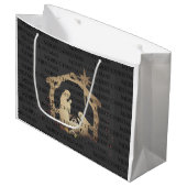 Elegant Black Silver Natitivity Merry Kerstmis Groot Cadeauzakje (Voorkant Gekanteld)