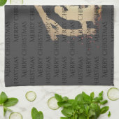 Elegant Black Silver Natitivity Merry Kerstmis Theedoek (Gevouwen)