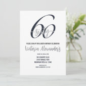 Elegant Black Silver Script 60th Birthday  Kaart (Staand voorkant)