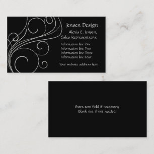 Elegant Black Silver Swirl Visitekaartje