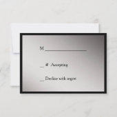 Elégant Black Silver Swirl Wedding RSVP (Dos)