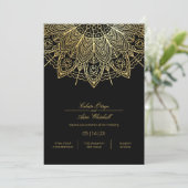 Elegant Black Simple Mandala Wedding Kaart (Staand voorkant)