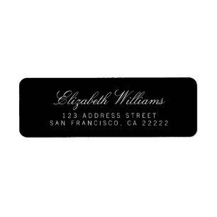 Elegant Black Simple Return-adreslabels Etiket