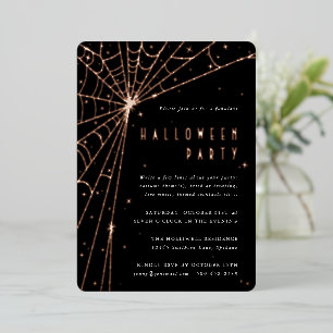 Elegant Black Spider Web Halloween Party Folie Uitnodiging